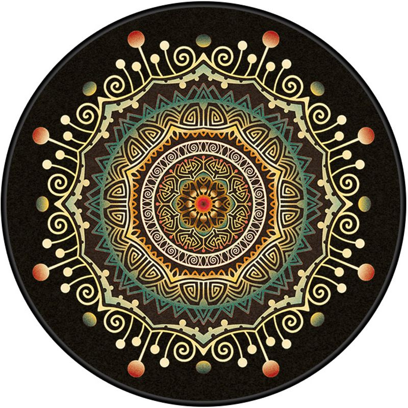 Persian Bedroom Rug Multi-Color Tribal Flower Rug Polyester Stain Resistant Anti-Slip Backing Washable Area Carpet
