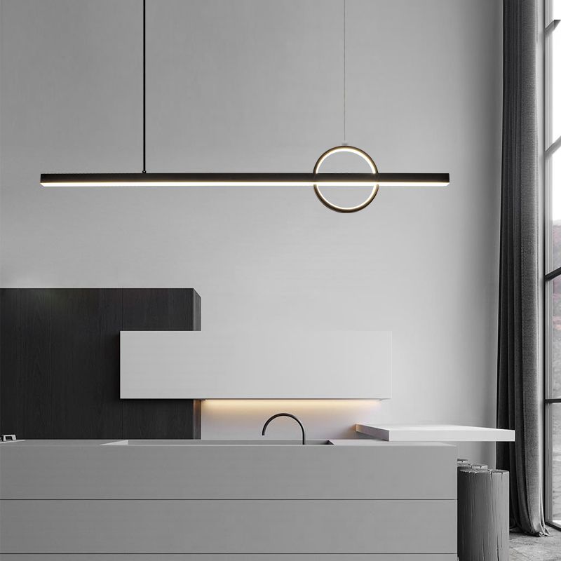 Contemporary Creative Simplicity Island Light Acrylic Shade Long Strip Hanging Light for Dining Room