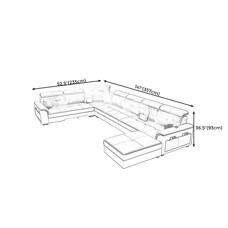 6-Seater Pillowed Back Cushions Square Arm Sectional Sofa for Living Room