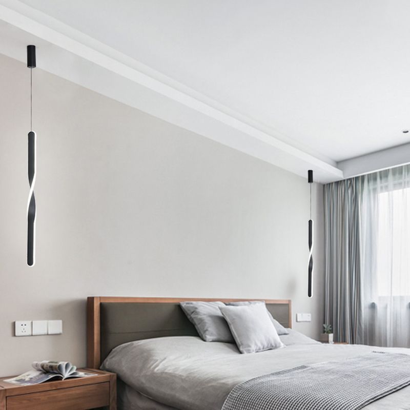 Minimalism LED Pendant Light Acrylic 1-Light Linear Down Lighting for Bedroom