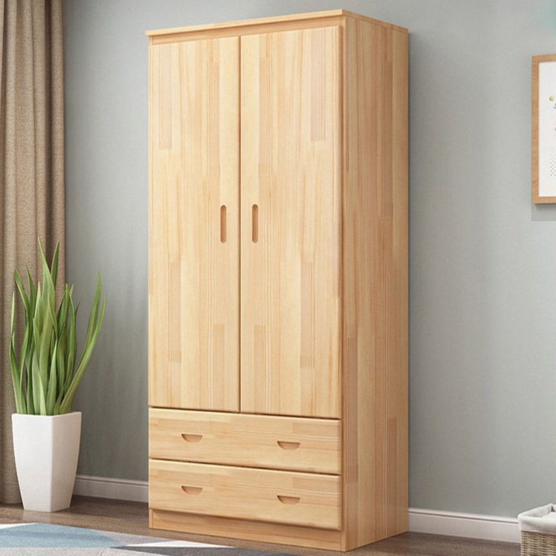 Contemporary Style Wardrobe Armoire Wood Combination Armoire with Doors
