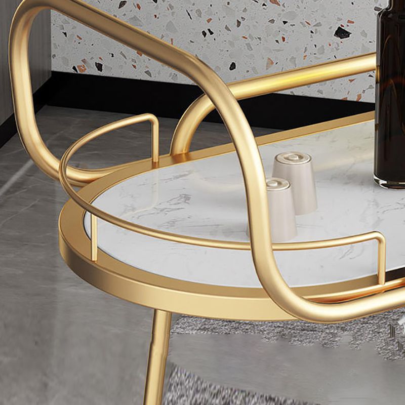 Contemporary Oval Metal Prep Table 32.28"H Rolling Prep Table
