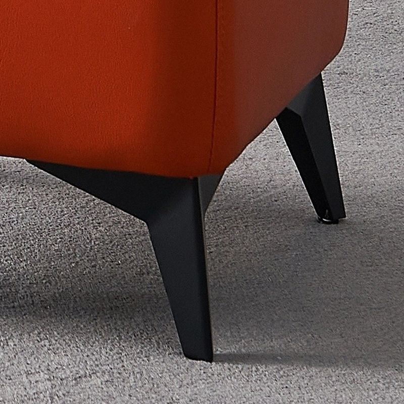 Mid-Century Modern Ottoman Faux Leather Upholstered Solid Color Ottoman with Chair Legs