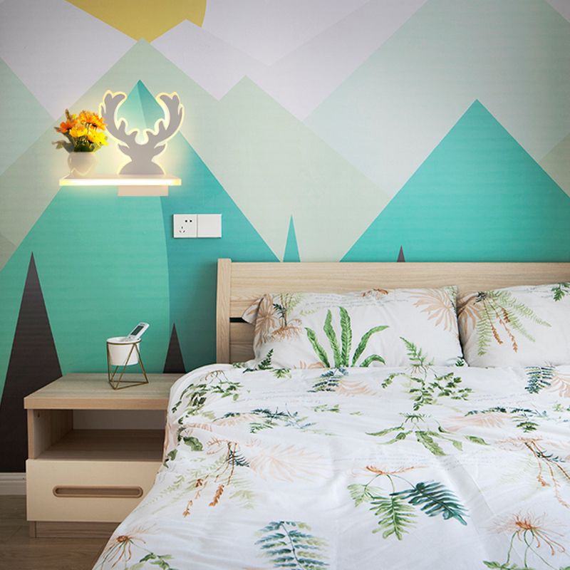 Adult Child Bedroom Wall Light with Shelf Acrylic Contemporary Wall Lamp in White