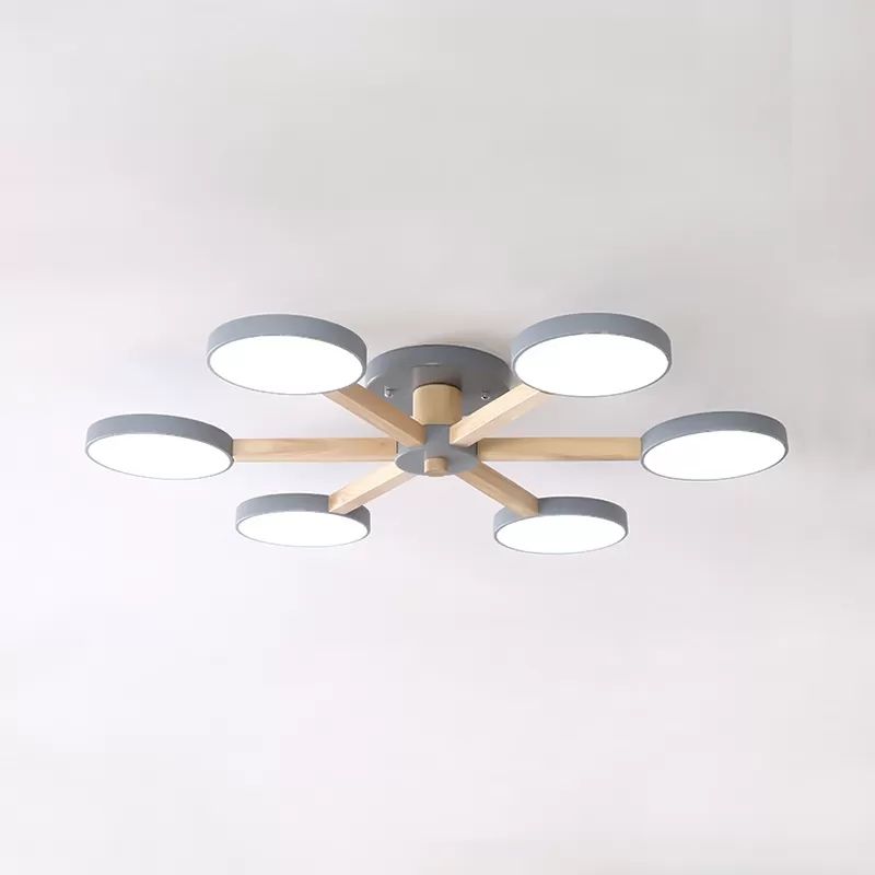 Modern Nordic Semiflush Monte Light Snowflake 6 Testa Metallo Soffitto Lampada per Dining Room