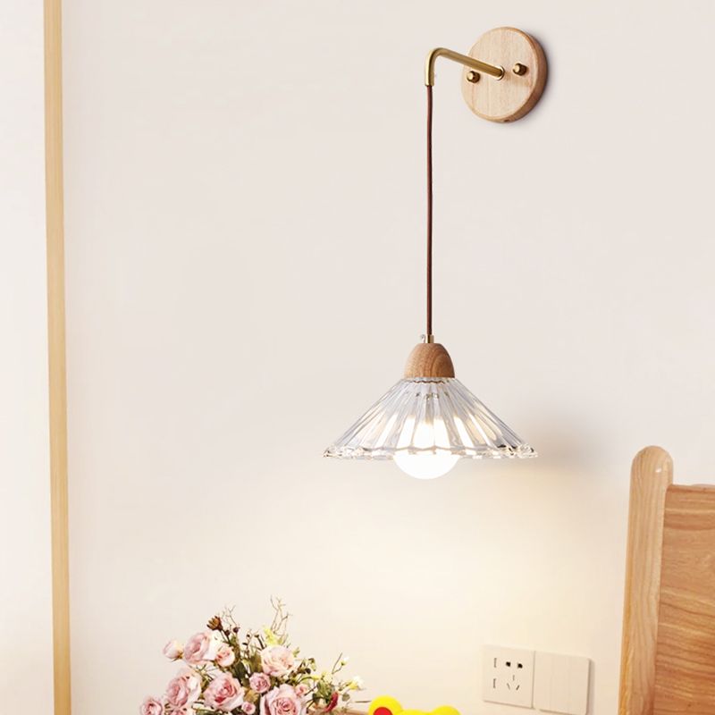 Modern Wooden Wall Mount Light 1-Light Wall Light for Living Room