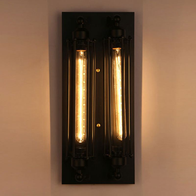 Industrial Black Metallic Lighting Flush Mount Wall Light for Living Room