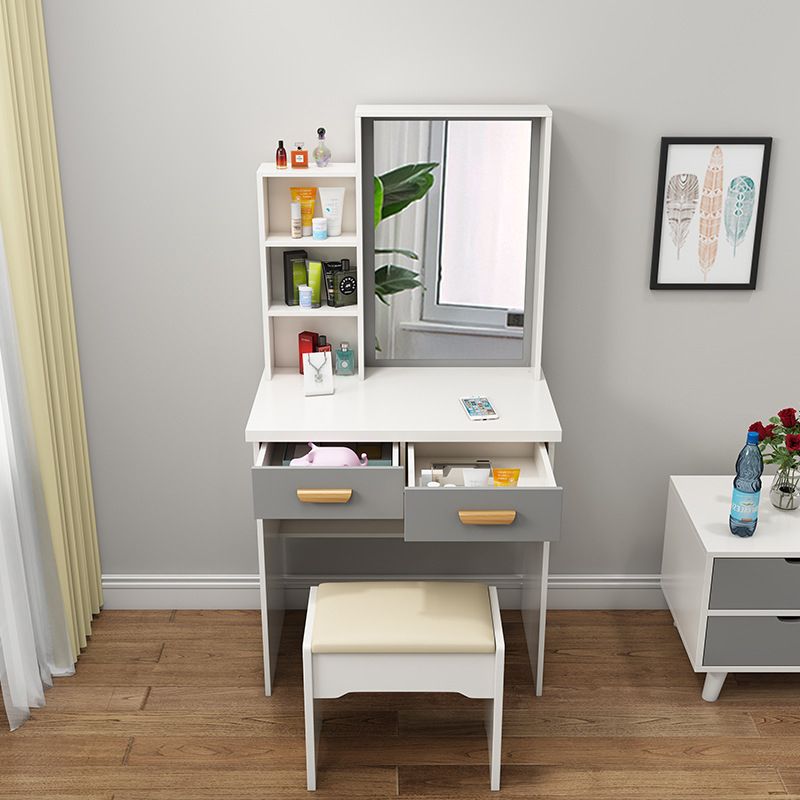 Wooden Vanity Table with 1 Storage Drawer Makeup Table with Mirror