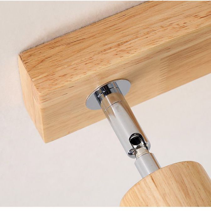 Lámpara de techo con bombilla desnuda ajustable, luz de montaje semiempotrada de madera Natural nórdica Beige para pasillo