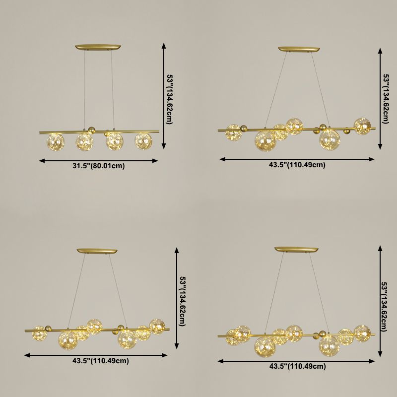 Contemporary Island Light Sphere Glass Island Pendant Lights in Gold for Kitchen