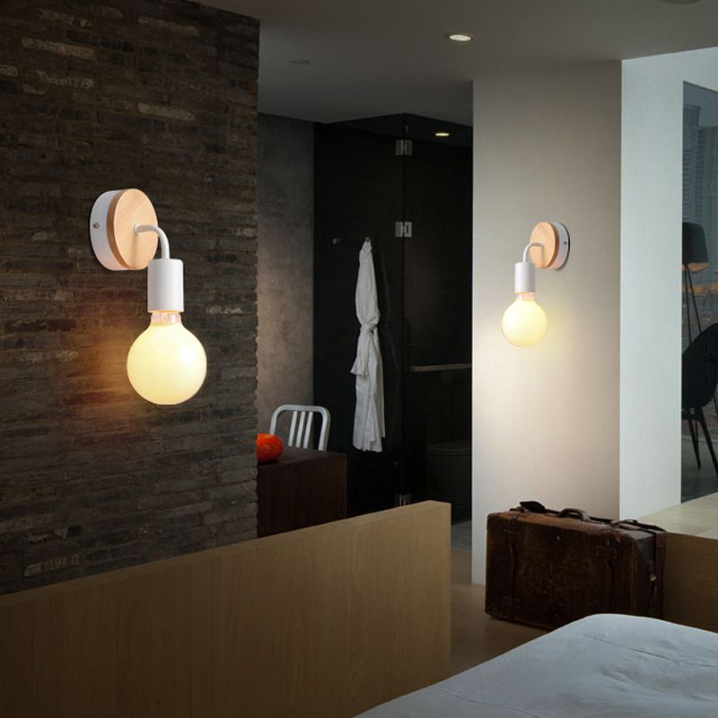 Modern Style Geometric Sconce Light Fixtures Wood 1 Light Wall Mounted Lamps