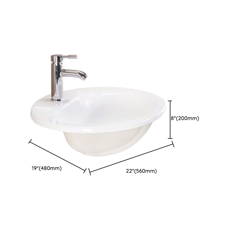 Oval Undermount Bathroom Sink Porcelain Shut-Off Valve Included Bathroom Sink