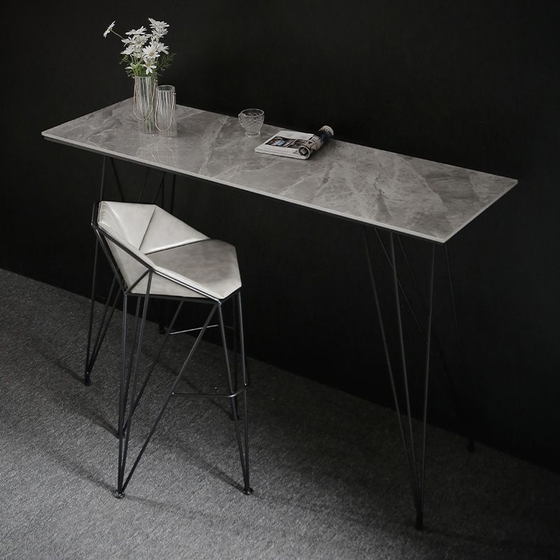 Modern Bar Table Set 1/2/3 Pieces Rectangle Stone Counter Table with High Stools