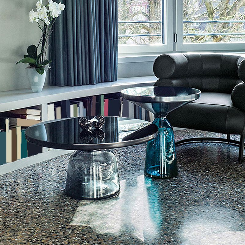 13.7"/20.8" Tall Modern Glass Pedestal Round Table Top Coffee Table