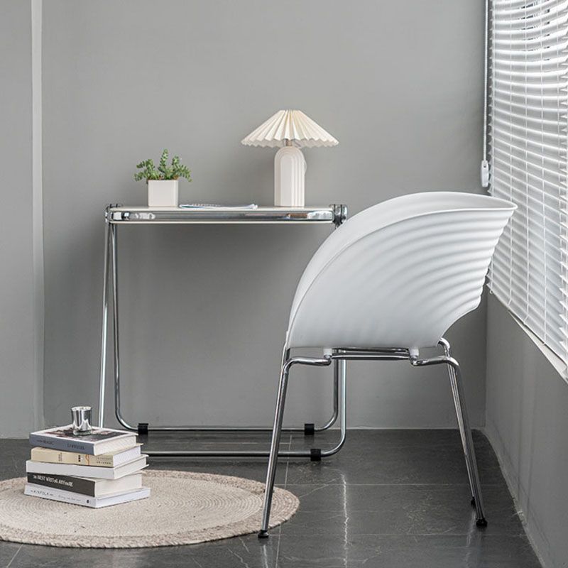 Industrial Style Open Back Dining Side Chair Plastic Dining Armless Chairs with Metal Legs