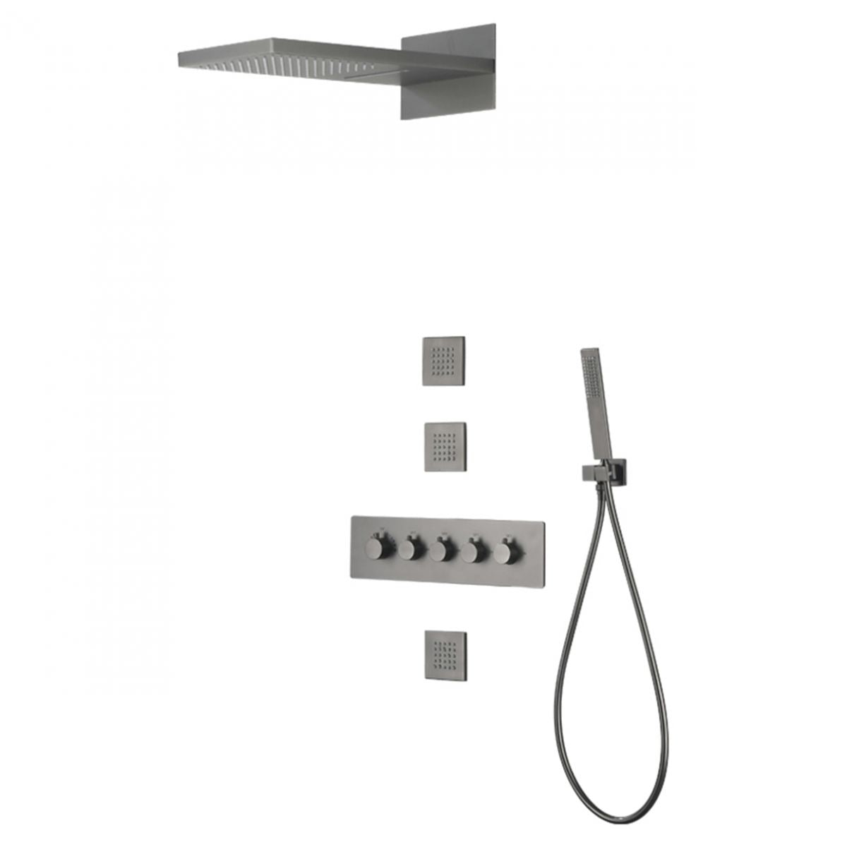 Modern Shower Set Brass Body Jets Adjustable Shower Head Wall Mounted Shower System