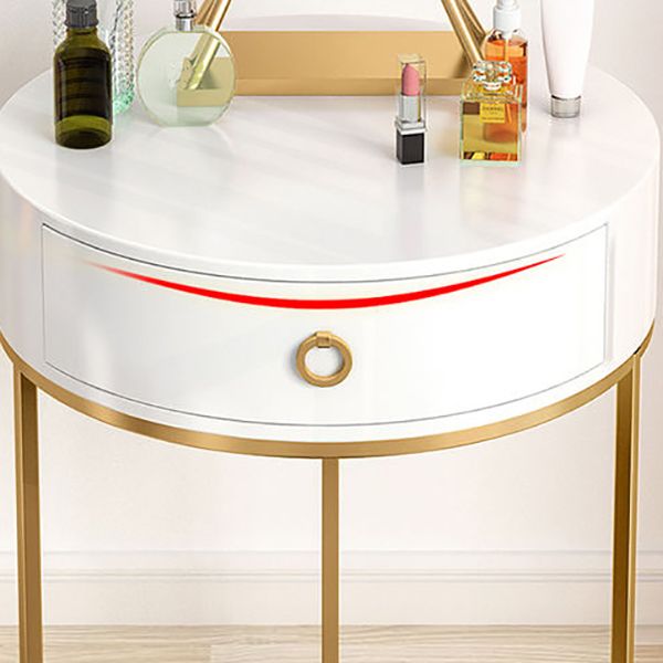 Panel Top Green/white with Drawers Gold Metal Base Dressing Table