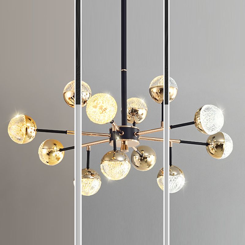 Shade postmoderne Globe Shade Hanging Light Acrylique Pendante en métal pour le salon