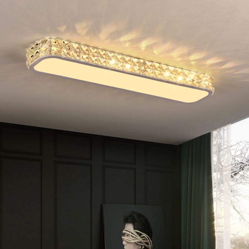 Rounded Rectangle Corridor Flush Light Crystal Artistic LED Flush Ceiling Light Fixture