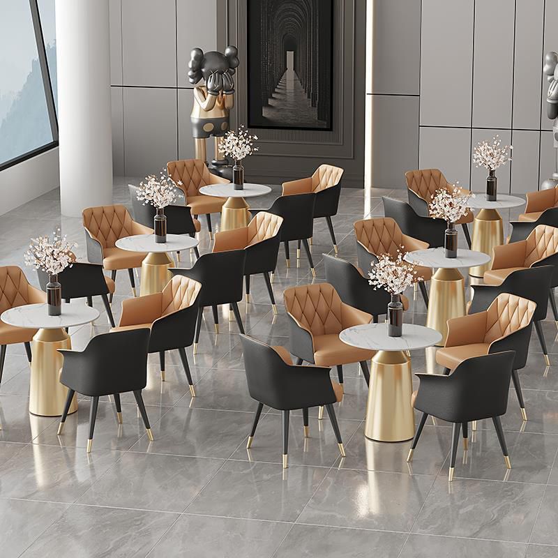 Modern Kitchen Dining Side Chair Faux Leather Upholstered Arm Chair