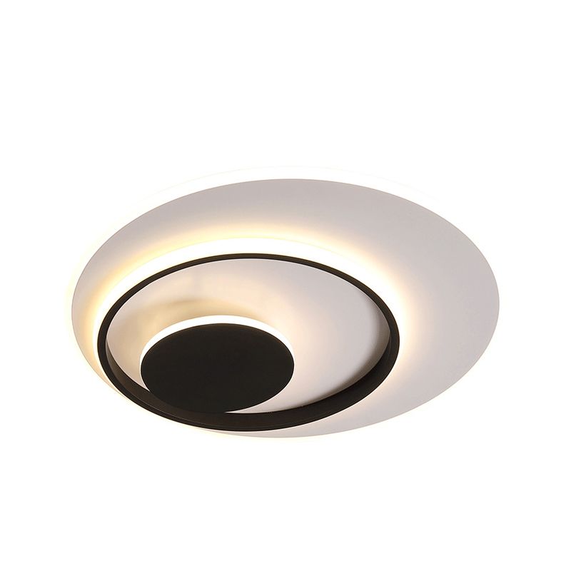 Acrylic Circle Ceiling Flush Minimalist White and Black LED Flush Mount Lighting in White/Warm Light, 16"/19.5" Wide