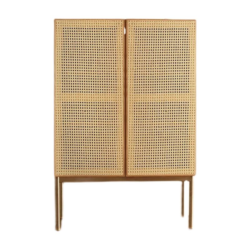 35.43" Long Accent Cabinet Solid Wood Cabinet in Natural with Shelves