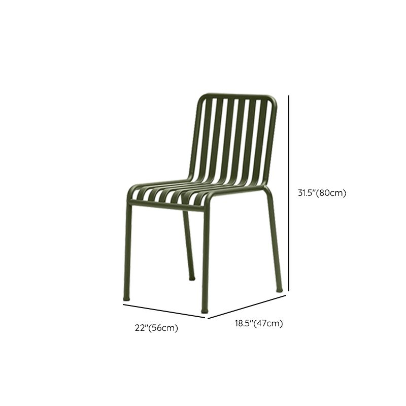 Modern Metal Outdoor Bistro Chairs Open Back Dining Chairs in Green