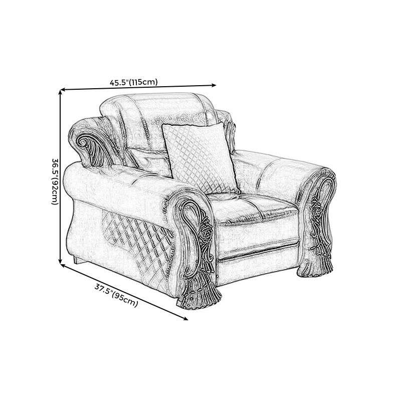 Genuine Leather Rolled Arm Sectional 36.22"High Camel Back Sofa, Dark Brown