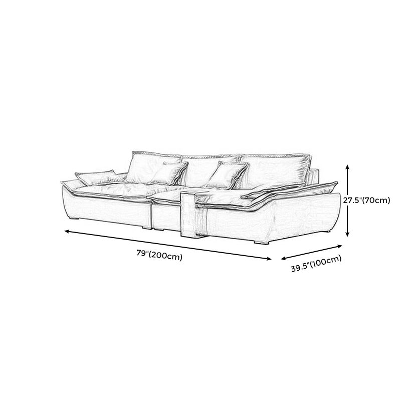 Pillow Top Arm Standard Settee Couch with Pillows in Brown for Living Room