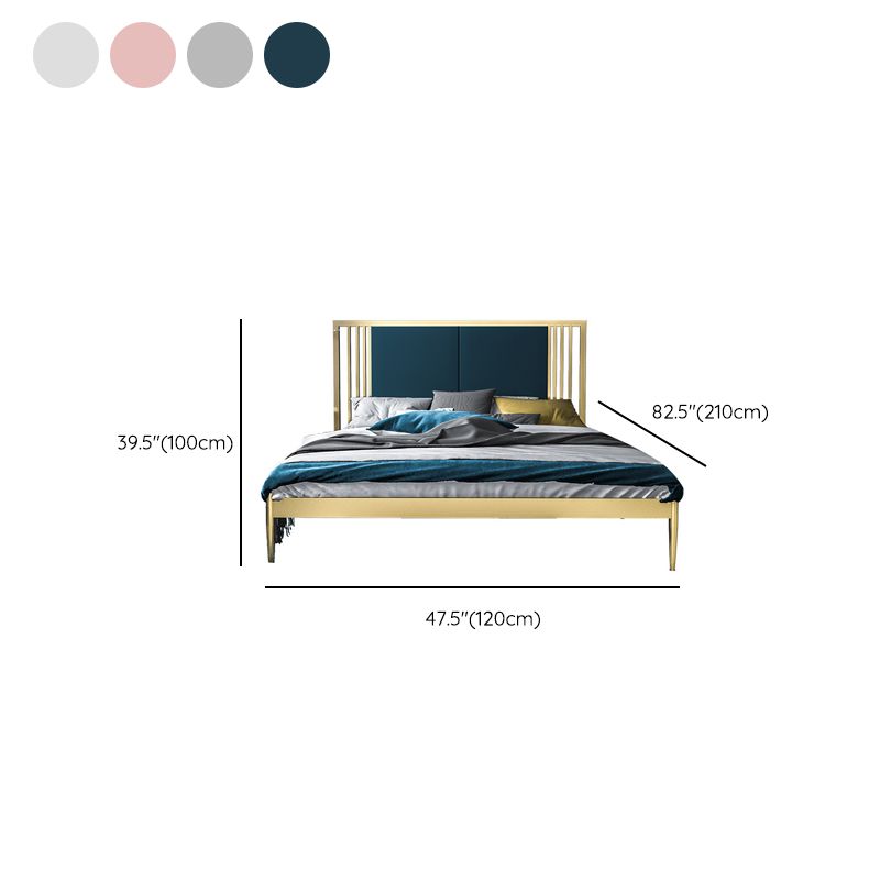 Metal Open-Frame Bed Contemporary Standard Bed with Custom Gold Legs