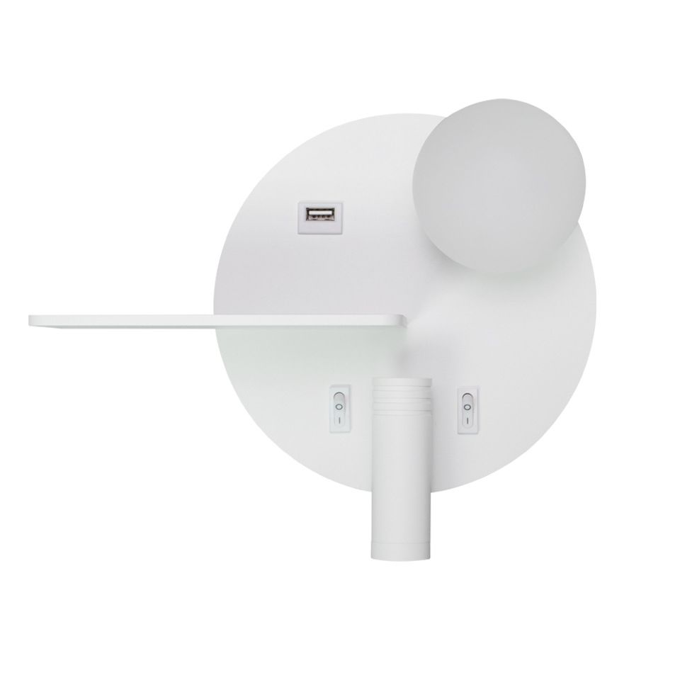 Round USB Reading Wall Lamp Nordic Metallic Bedside LED Wall Light