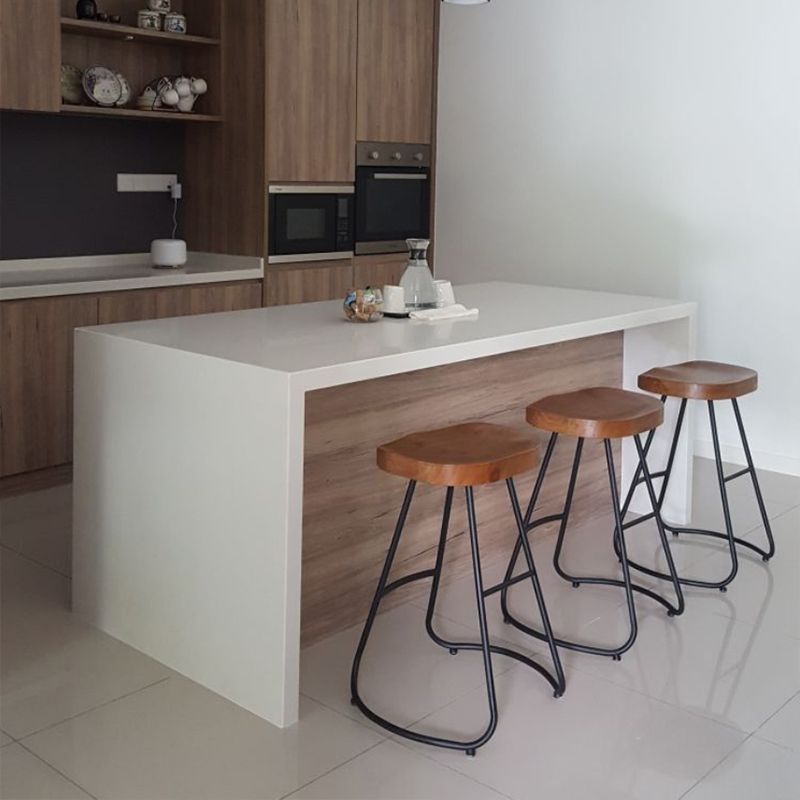 Contemporary Solid Wood Counter Stool Saddle Seat Bar Stool with Footrest