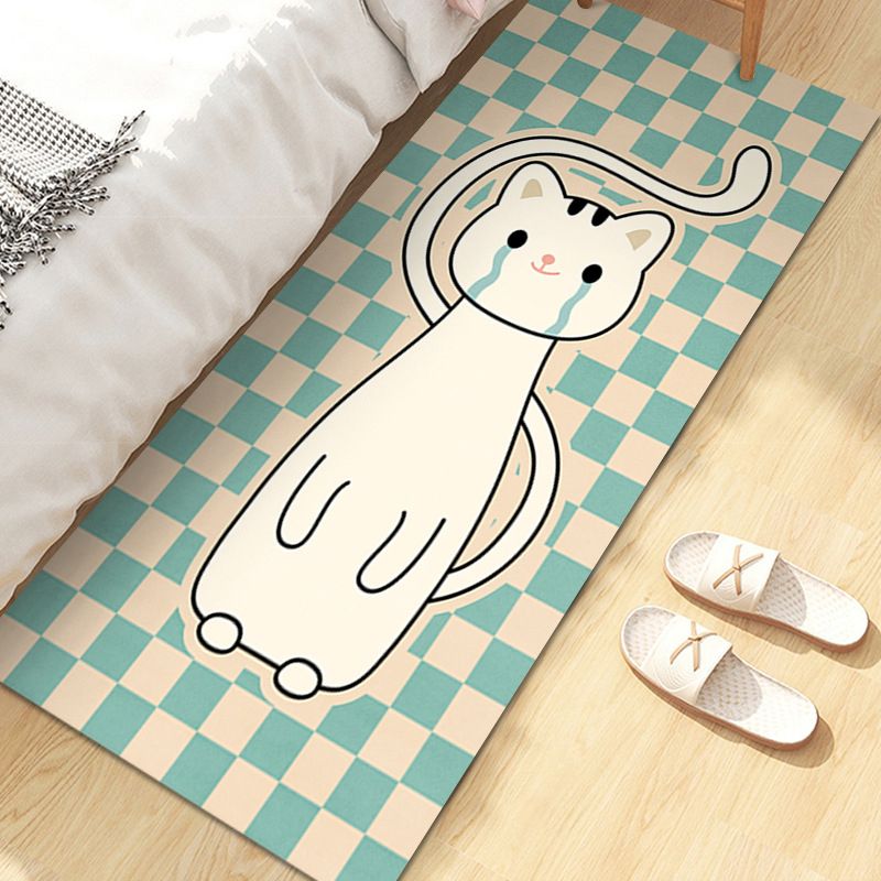 Brown Check Pattern Rug Modern Polyester Rug Washable Rug for Drawing Room