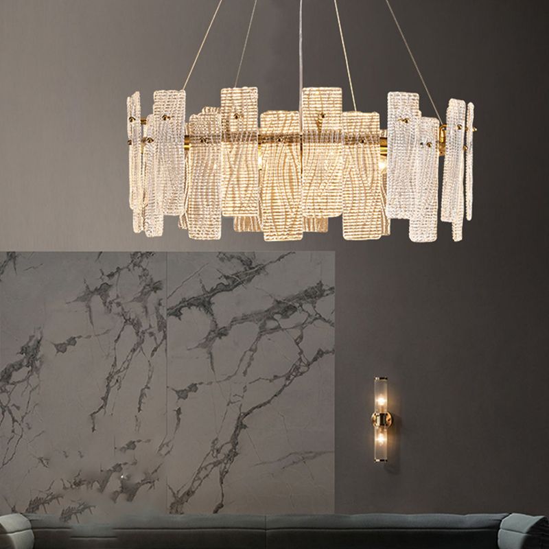 Geometria in stile contemporaneo luci a sospensione lampadario in vetro luci in oro