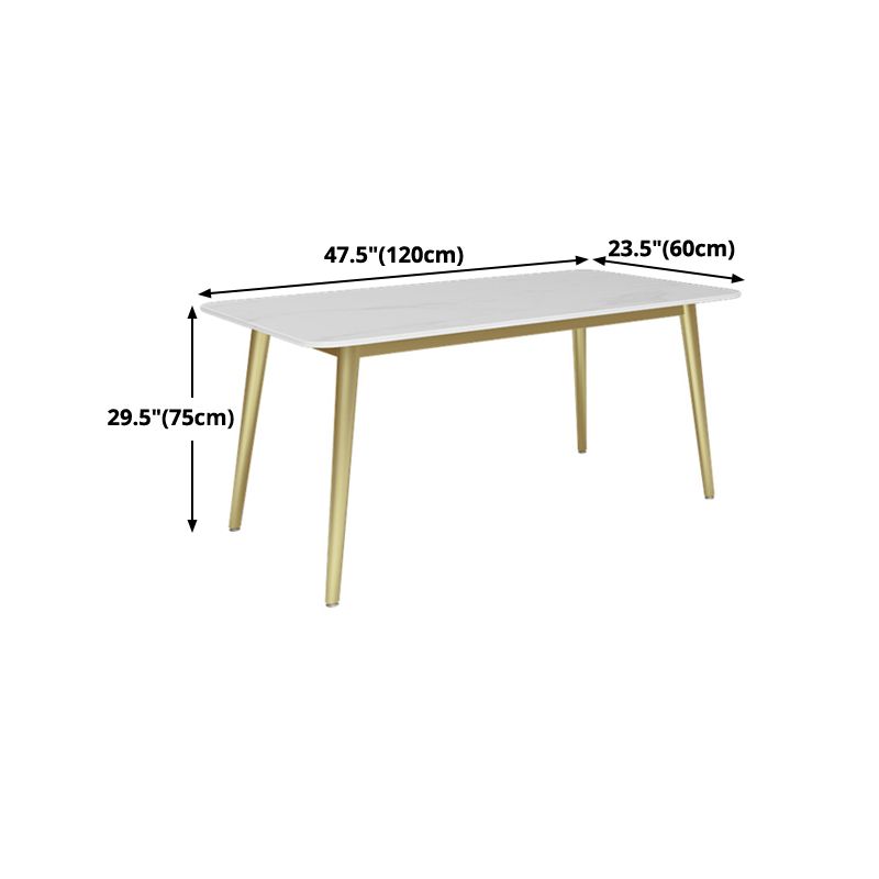 Traditional Luxury Dining Table White Sintered Stone Table with Gold Frame