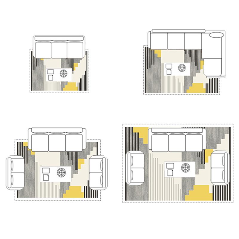 Fancy Geometric Pattern Area Rug Modern Greay Area Rug Polyester Stain Resistant Rug for Home Decor