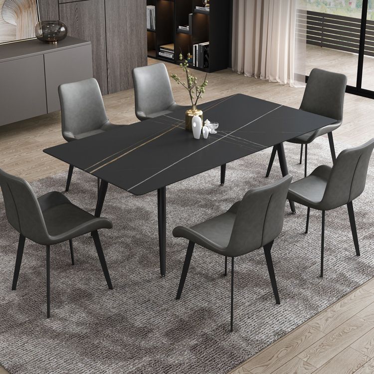 Rectangular Sintered Stone Dining Table Modern Furniture with 4 Legs in Matte Finish