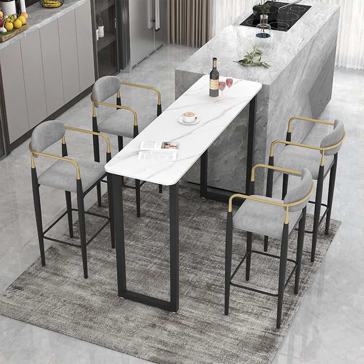 Modern Style Bar Table 42-inch Height Stone Top and Metal Pedestal Bistro Table