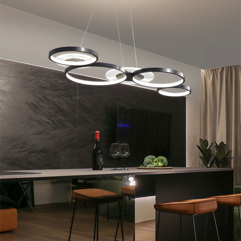 Wrought Iron LED Hanging Lamp in Modern Creative Style Acrylic Linear Pendant Light for Interior Spaces
