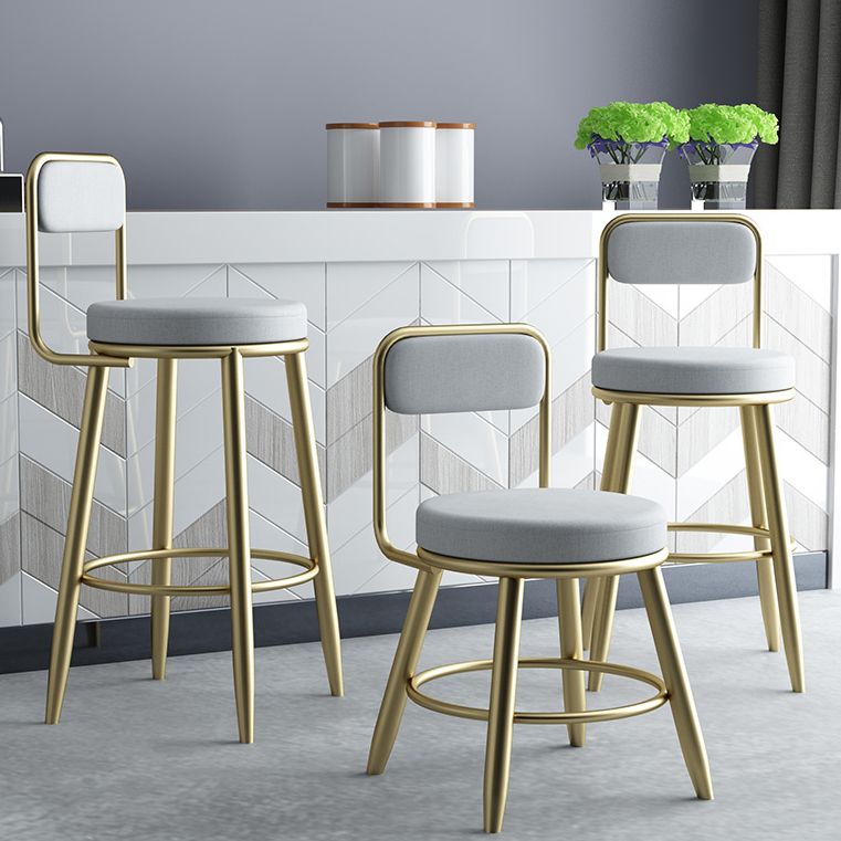 Contemporary Iron Counter Height Stools Low Back Bar Stool for Living Room