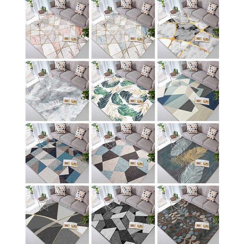 Multicolor Living Room Rug Modern 3D Print Geometric Rug Polyester Stain Resistant Anti-Slip Backing Pet Friendly Rug
