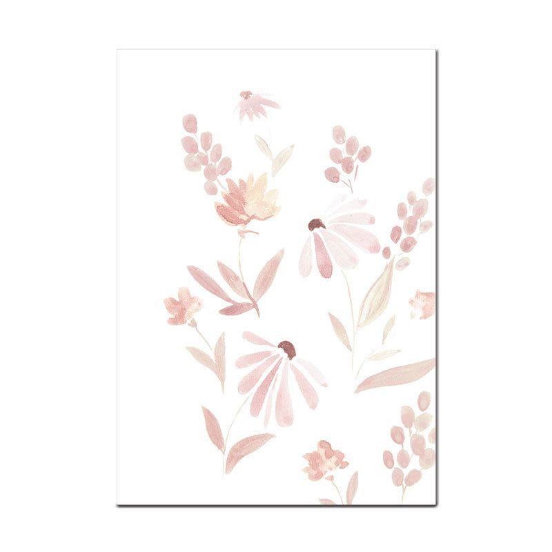 Pink Flower Blossom Wall Decor Textured Surface Canvas Wall Art for Girls Bedroom