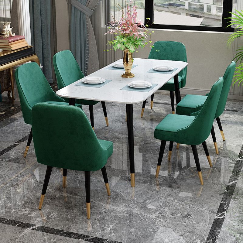 Contemporary Dining Table Set 1/2/7 Pieces Indoor Stone and Iron Dinette Set