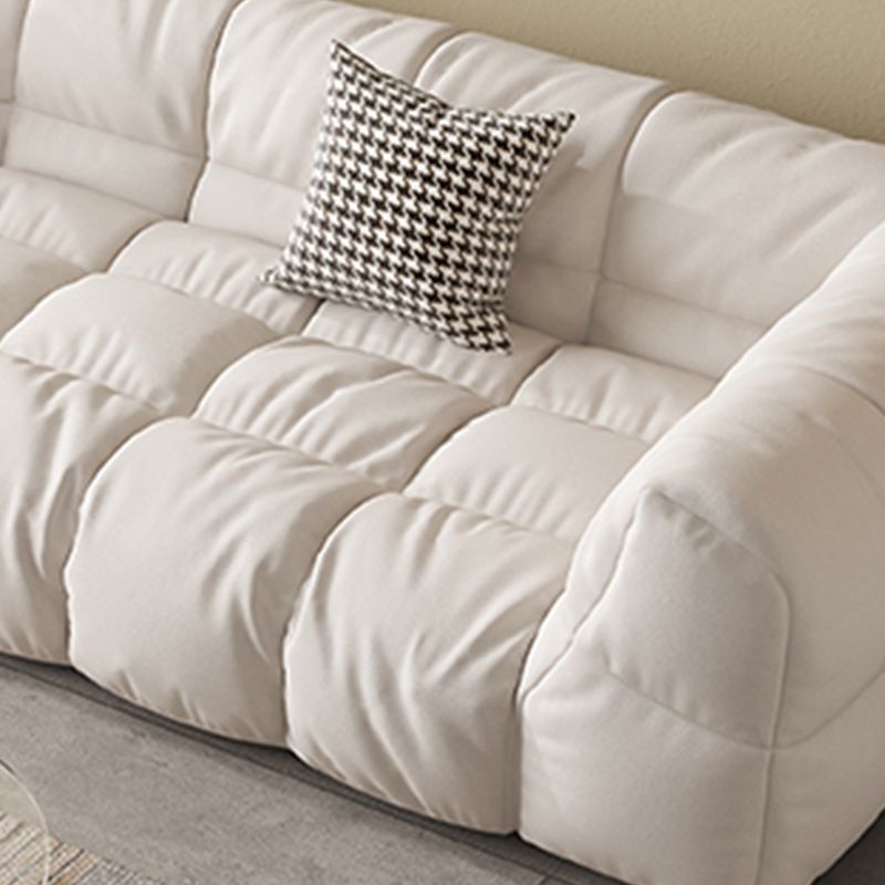 Modern Simple Square Arm Sofa & Chaise in White Biscuit Back Sectional Sofa