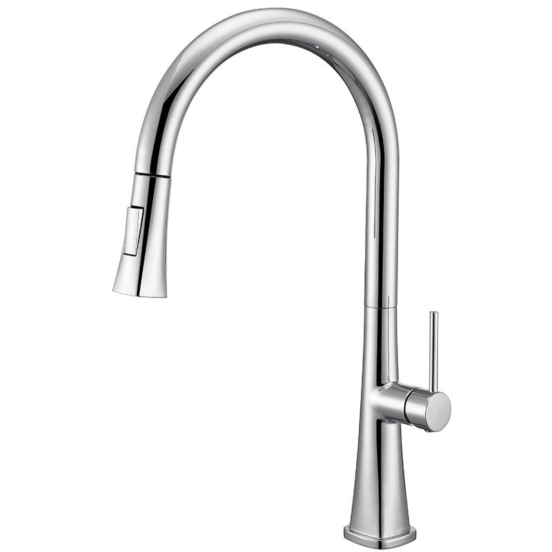 Contemporary One Handle Kitchen Faucet Pull Down 1-Hold Bar Faucet with Pull Out Sprayer