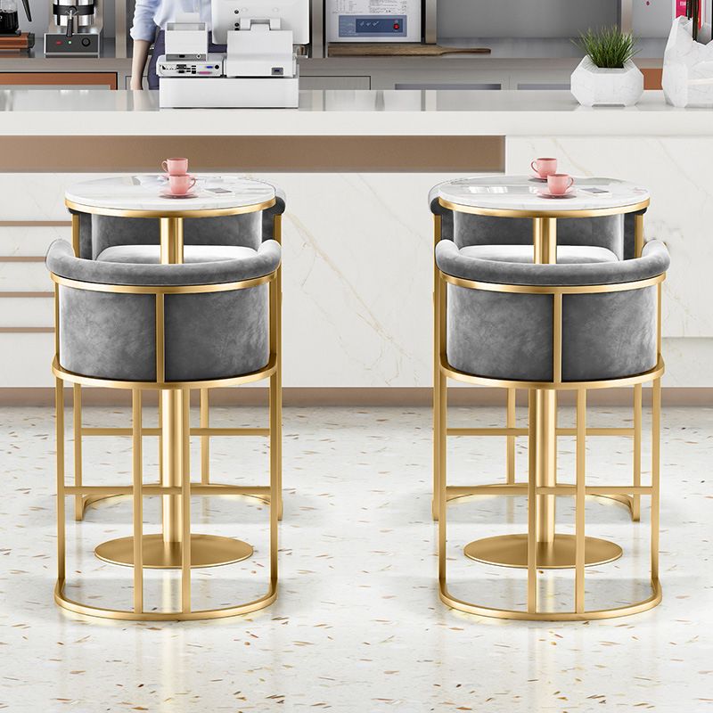 Glam Fabric Counter Stool Luxury Furniture with Gold Legs in Matte Finish for Indoor