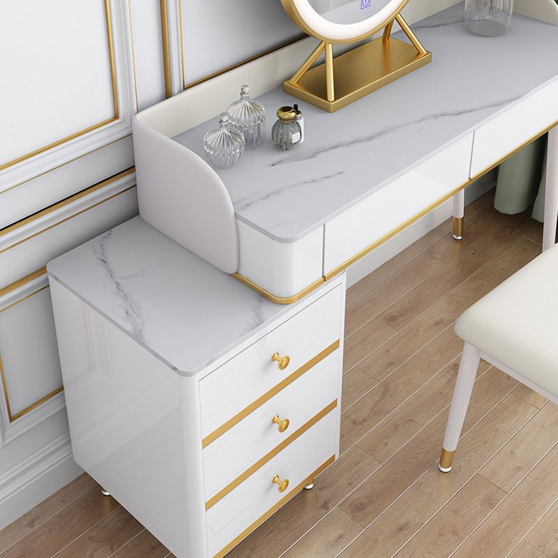 Contemporary White Makeup Vanity Desk Slate top Vanity Dressing Table