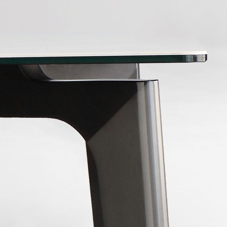 Minimalist Dining Table Set Metal Frame Grey Slate Rectangular Dining Table Set with 4 Legs Base