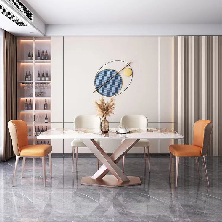 Kitchen Side Chair Metal Legs Upholstered Armless Dining Chair