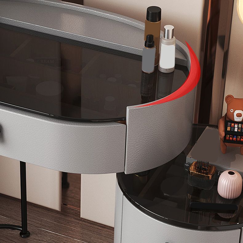 Mirrored Glass Makeup Counter Lighted Mirror Vanity Dressing Table with Drawer
